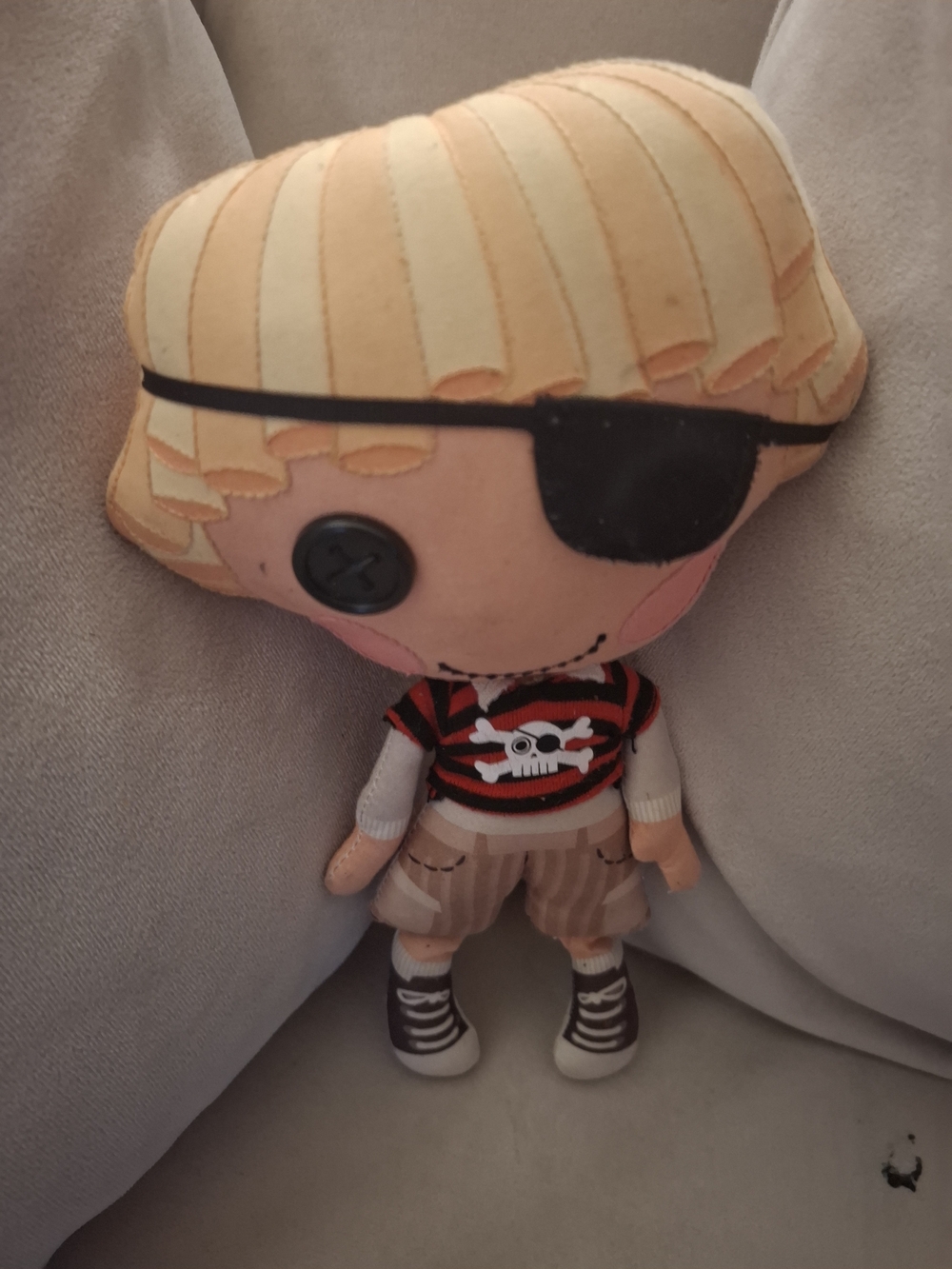 Pirate Plush Doll with Eye Patch and Striped Shirt
